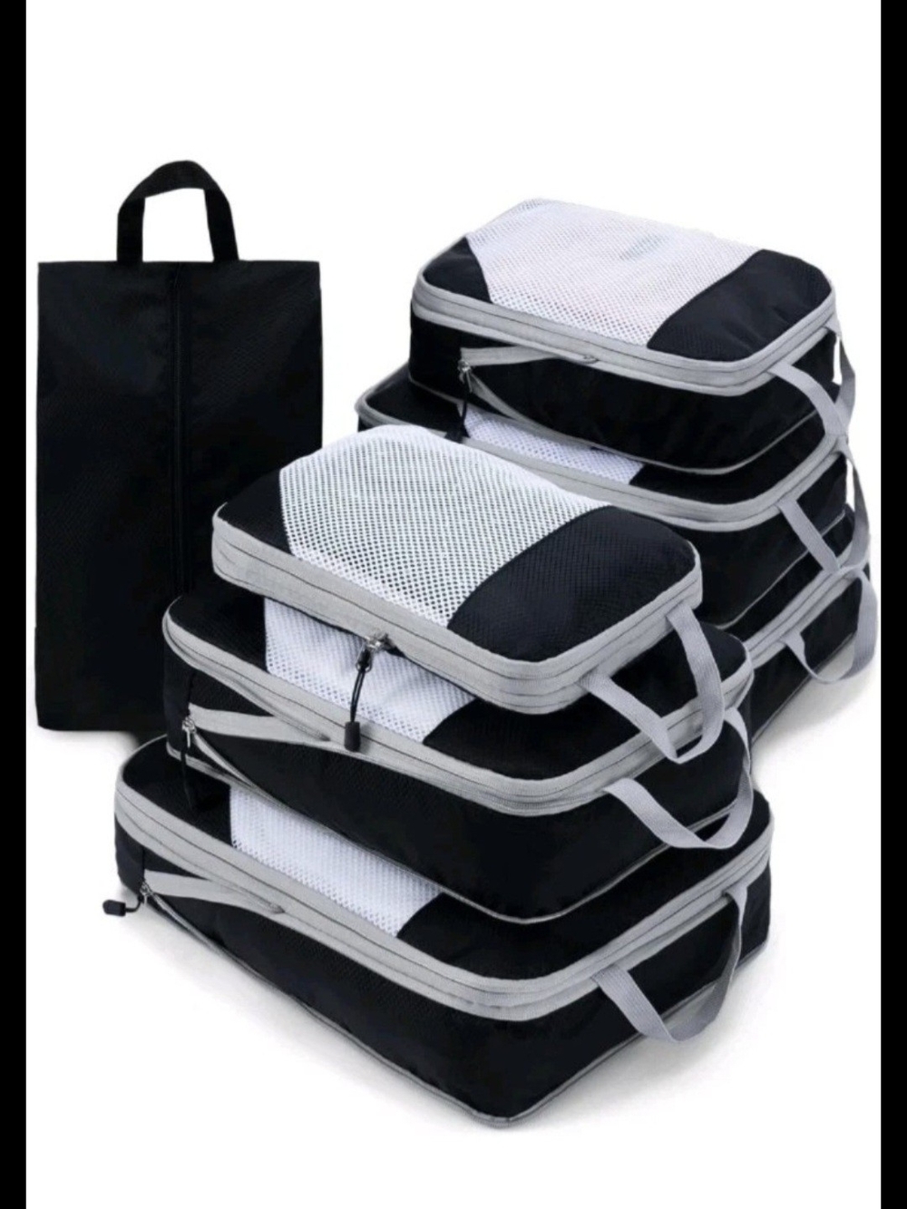 Amazon Black and White Packing Cube Set for Organized Travel